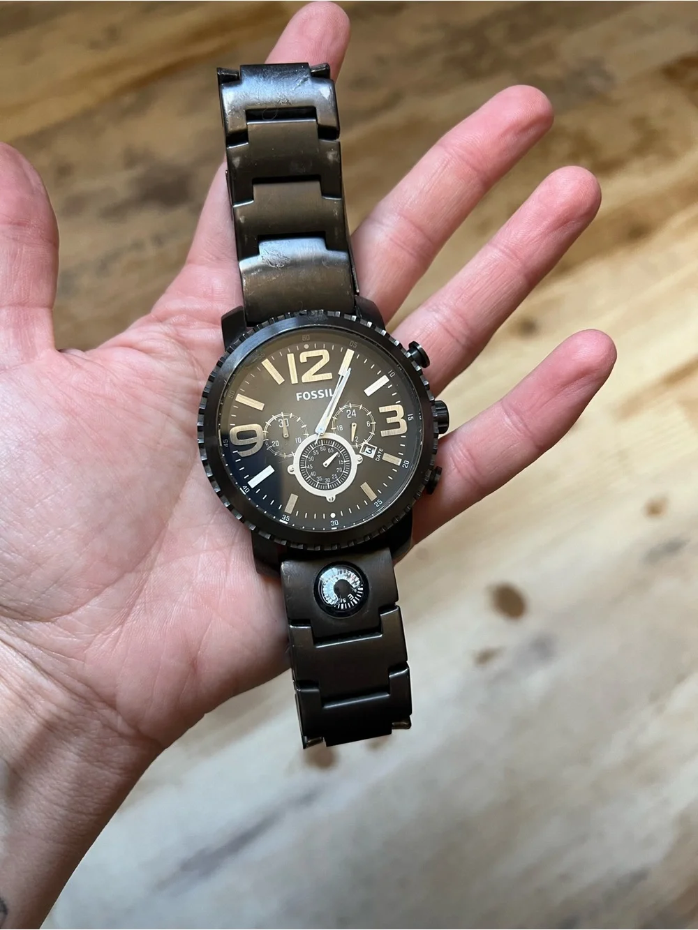 Fossil Black Gunmetal Stainless Steel Chronograph Watch